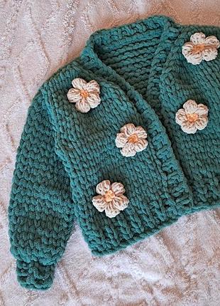 В'язаний плюшевий кардиган для дівчаток на 3-4роки 98/104 розмір one size