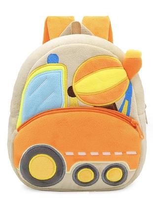 Рюкзак детский яркий для мальчика на молнии бетоновоз з удобными ремешками