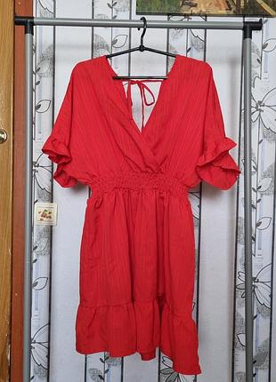 Платье сарафан летнее красное shein
