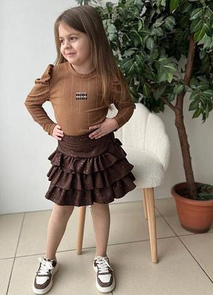 Дитяча ошатна спідниця шорти з блискітками з воланами