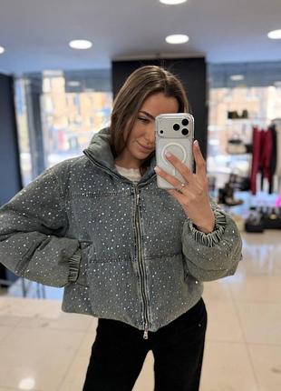 Пуховик люкс стразы