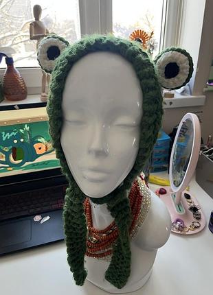 Шапка жабка вʼязана