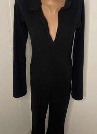 Комбинезон prettylittlething в рубчик клеш • s–m • черный