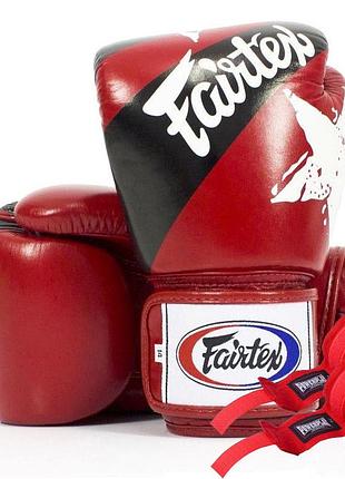 Боксерские перчатки fairtex bgv1 nation print red 10 унций (бинты в комплекте)