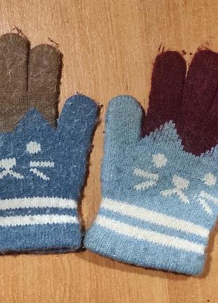 Зимние детские утепленные перчатки с милым мультяшным котом