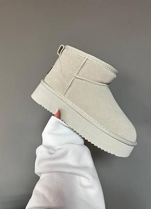 Женские зимние угги из натурального меха ugg ultra mini platform milk suede 💗•