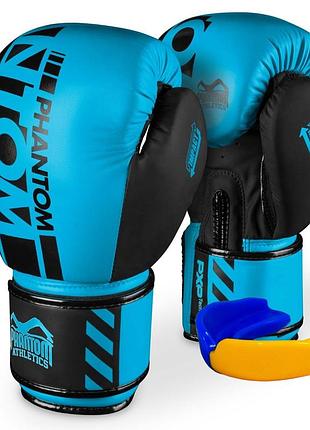 Боксерские перчатки phantom apex neon blue 10 унций (капа в подарок)
