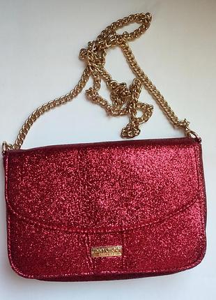 Сумочка червона в блискітки на ланцюжку