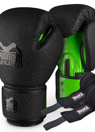 Боксерские перчатки phantom galaxy black 10 унций (бинты 4м. в подарок)