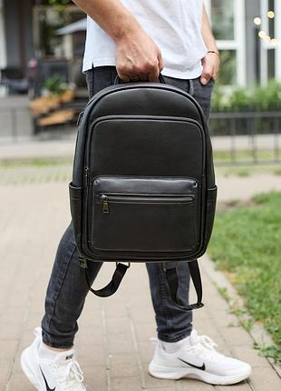 Рюкзак з натуральної шкіри преміум якості чорний
