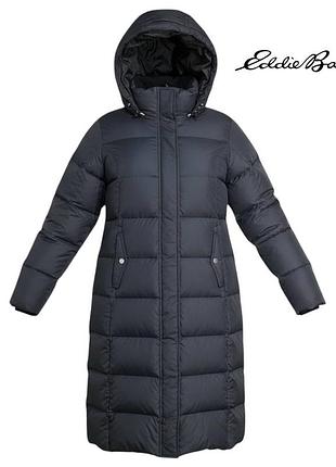 Оригінальний жіночий довгий зимовий пуховик eddie bauer розмір m l теплий чорний жіноча зимова пухова куртка довга пухове пальто нижче колін,1