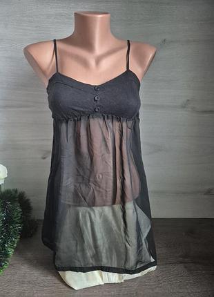 Шифонова майка вільна розлітайка чорна сексі ефектна