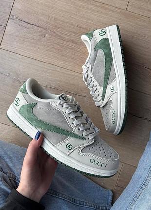 Jordan 1 low x travis scott x gu**i green beige  арт 2087