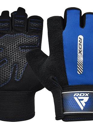 Перчатки для фитнеса rdx w1 half blue-m