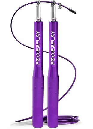 Скакалка скоростная на подшипниках алюминиевая powerplay 4207 elite jump rope фиолетовая (3m.)