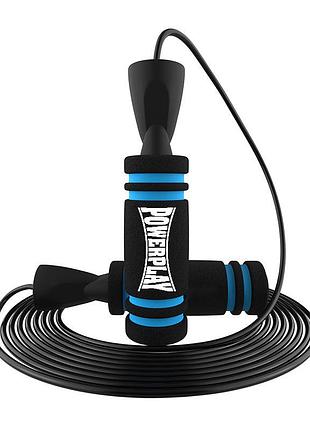 Скакалка скоростная powerplay 4213 jump rope черно/синяя 3м.