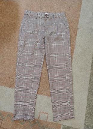 Брюки с отворотом в клетку на парня 12-14 лет, рост 158 см
