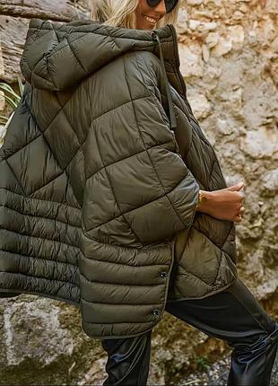 Отличная теплая куртка-пончо большой размер 62-64