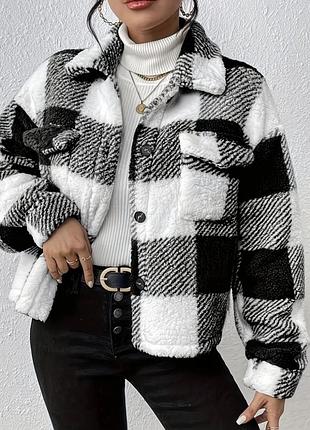Рубашка жіноча в клітинку, тепла, махра, розмір м.