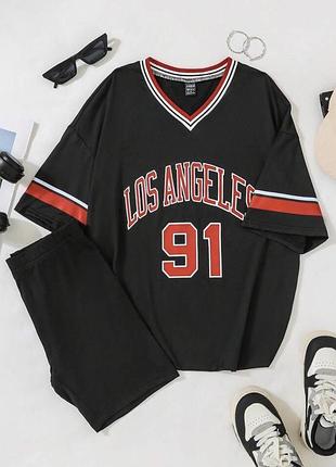 Футболка oversize los angeles 91, чорна, нова, розмір s (знижка)