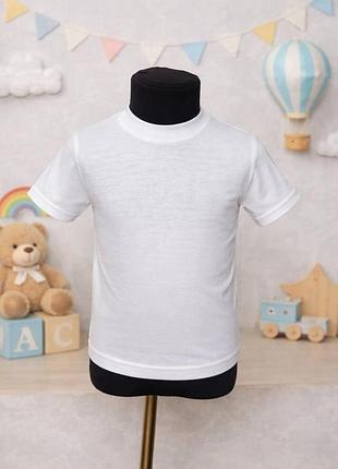 Дитяча біла футболка з куліру, колір білий, розмір 1-10 років 7-8