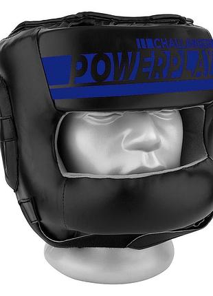 Боксерский шлем тренировочный powerplay 3067 challanger с бампером pu + amara темно-синий m