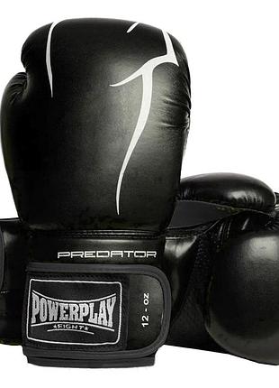 Боксерские перчатки powerplay 3018 jaguar черные 10 унций