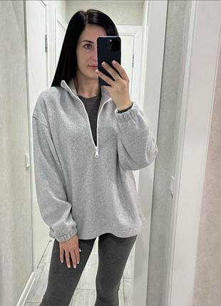 Флісовий світшот сірий м/l favorite style