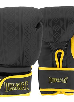 Боксерские перчатки powerplay 3021 ukraine черно желтые 8 унций