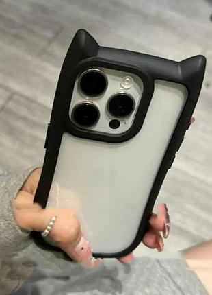 Милий чохол для iphone 12 pro з прозорими вушками у вигляді кота, захист для обʼєктива