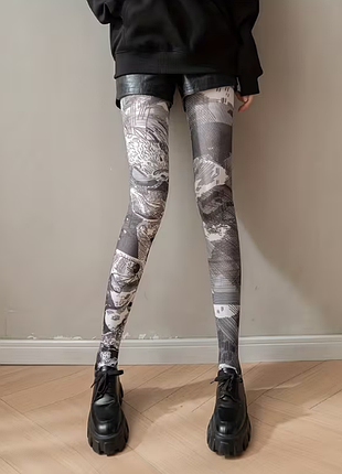 Колготки з коміксовим принтом в стилі аніме, преппі, харазюку та лоліта👱🏻‍♀️