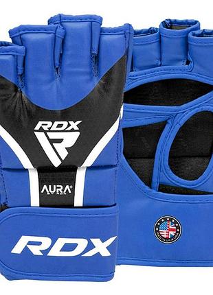 Перчатки для мма rdx aura plus t-17 blue/black s