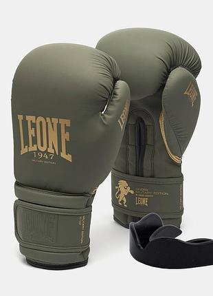 Боксерские перчатки leone gn059g military edition green 16 унций (капу в комплекте)