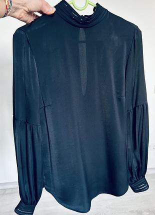 🖤 темно-синя блуза h&m з обʼємними рукавами, розмір s/m