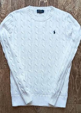 Белый женский вязаный свитер polo ralph lauren размер s