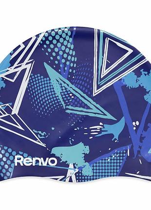 Шапочка для плавання renvo kerio triangles, доросла, синя, 12+, універсальний розмір (osfm) (2sc150-0403)