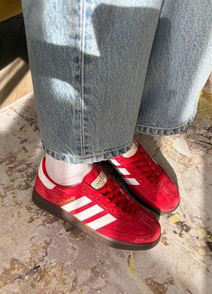 Жіночі  демісезонні спортивні кросівки adidas handball spezial scarlet gum женские демисезонные кроссовки на осень весну замша шкіра