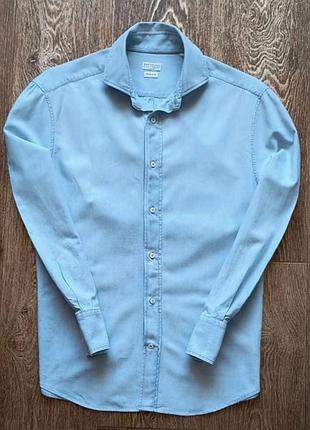 Голубая мужская рубашка brunello cucinelli размер m