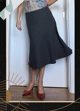 Сіра кльош міді спідниця вовна класика юбка трапеція база шерсть oldmoney dutti