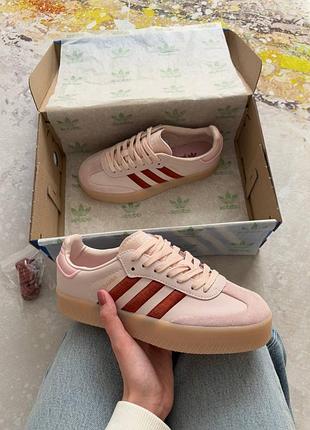 Жіночі  демісезонні спортивні кросівки adidas samba xlg pink platform женские демисезонные кроссовки на осень весну замша шкіра