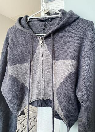 Стильна в’язана кофта з капюшоном на блискавці | house