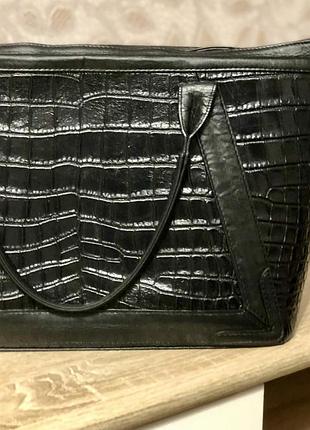 Класична шкіряна сумка фелліні, fellini, оригінал, перфорація під шкіра крокодила