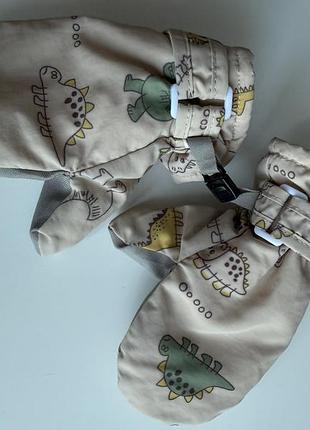 Дитячі лижні теплі рукавичці термо непромокаючі хлопчика бежеві жовті зелені зимові спортивні