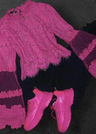 Гіпюрова малинова кофта