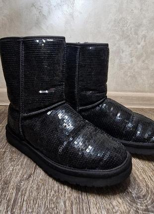 Черные угги ugg в пайетках 37.5