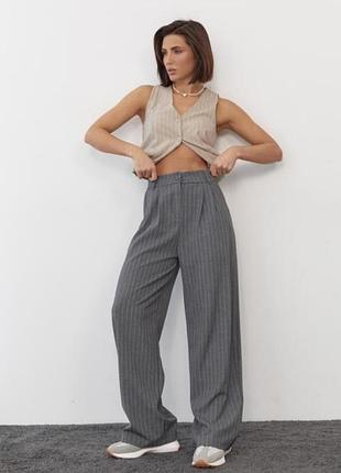 Женские брюки высокая посадка wide leg primark серого цвета