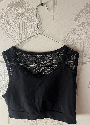 Чорний спортивний топ із мереживною спинкою (подарунок до замовлення)