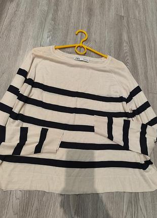 Лонг, кофта, zara в полосу. стан ідеальний. тканина хорошої якості натуральна віскоза, акрил.
