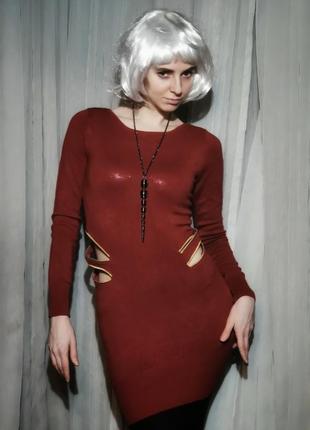 Джемпер платье лонгслив из вискозы трикотаж трикотажный с разрезами молния melrose1 фото