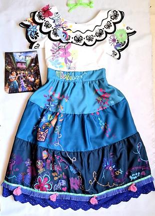 Мірабель мадригаль із мультфільму "енкато" люксове карнавальне плаття з окулярами на 7-9 років (130 см)